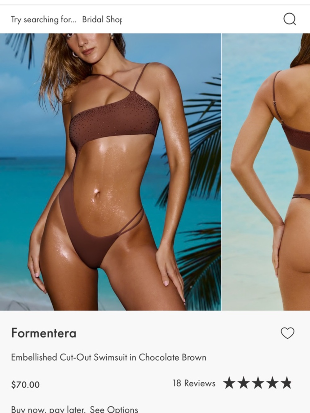 Oh Polly Chocolate Brown Embellished Cut-Out One Piece Swimsuit